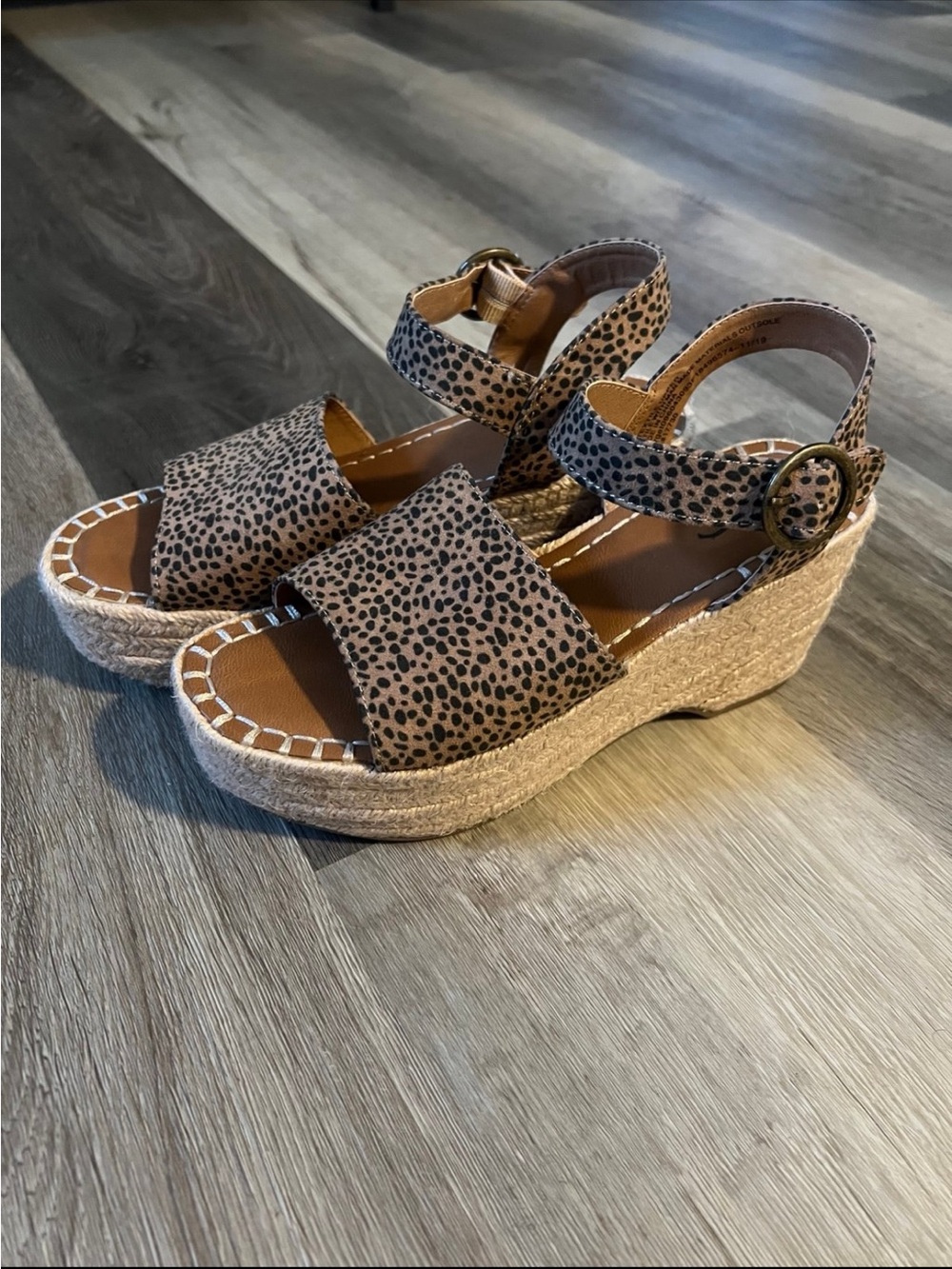 Universal Thread Leopard Print Espadrille Wedges in Brown and Black